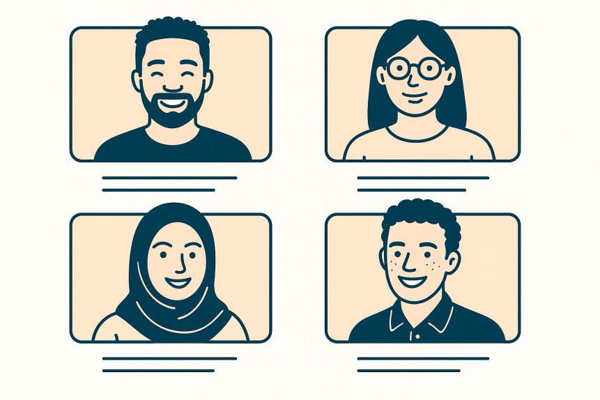 Testimonial collage illustration