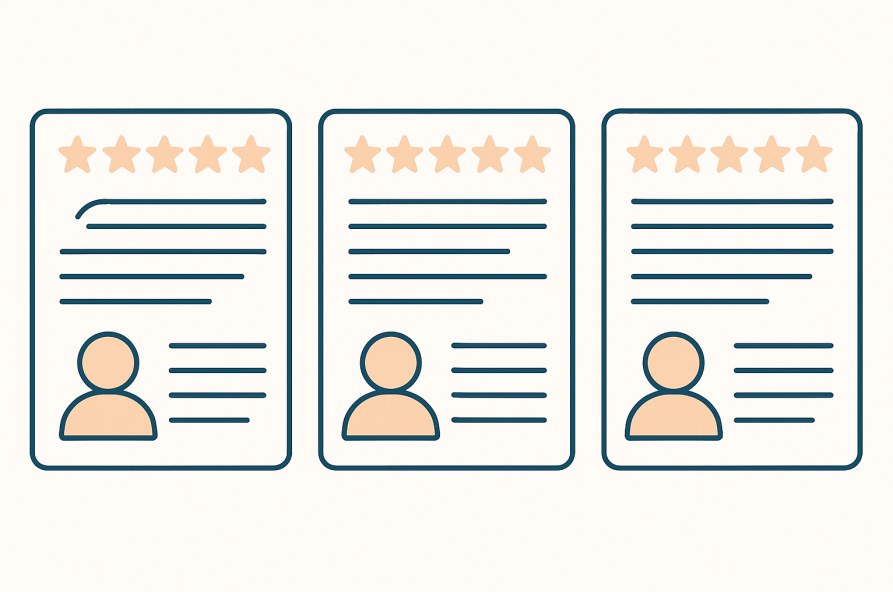 User reviews and star ratings for legal services